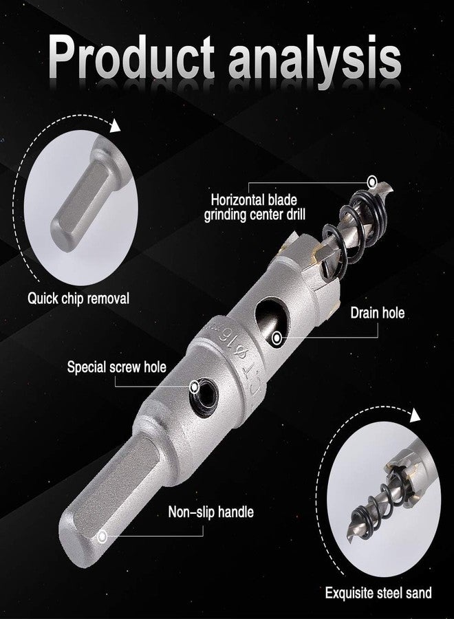 UPTODATETOOLS 16mm Tungsten Carbide Tipped Teeth Hole Cutter, TCT Drill Bit Hole Saw Set for Stainless Steel, Sheet, Metal - Image 3